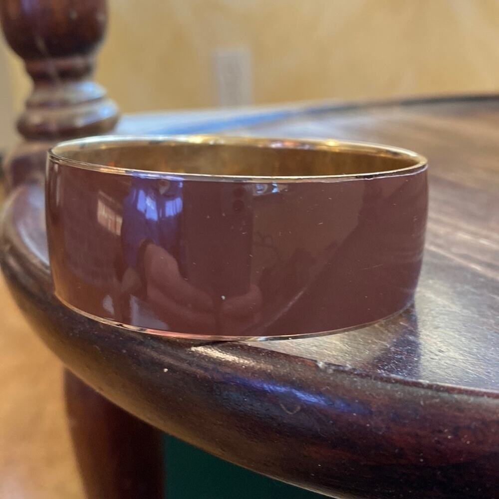 J. Crew gold and brown contemporary wide bangle‎ bracelet
